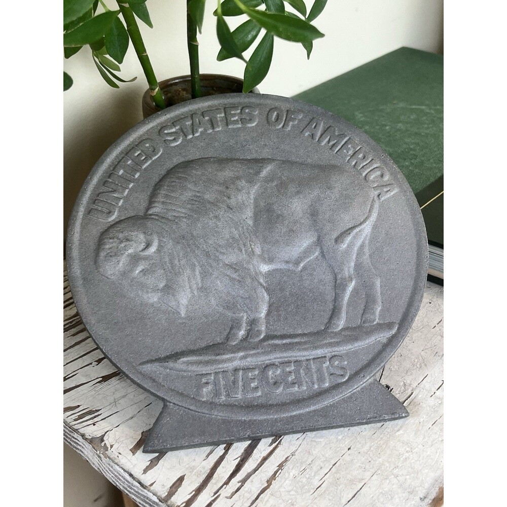 Vintage Buffalo 🦬 Nickel Plaque Nostalgia Road Trip Souvenir / Retro Coin 7.5”